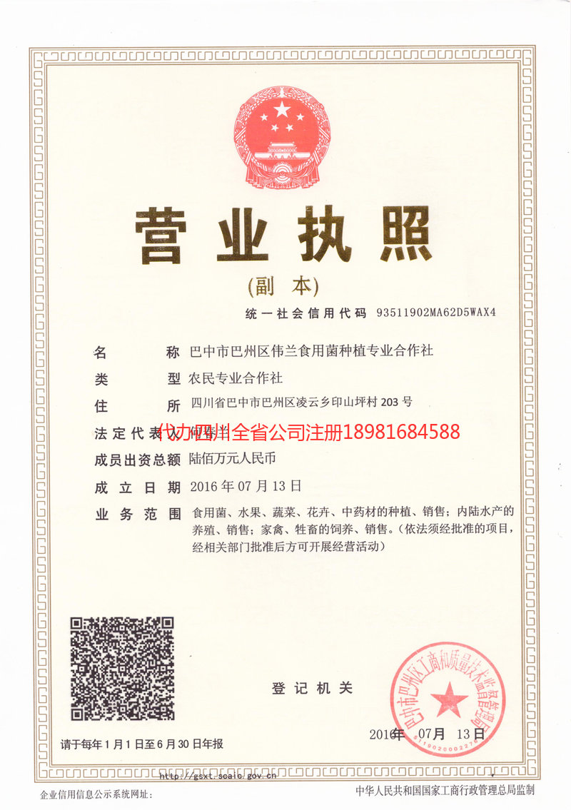 德令哈德令哈伟兰食用菌种植专业合作社